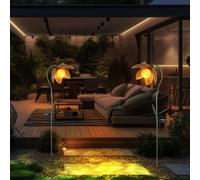 Lampe Solaire Spots à Encastrer Pointe Fleur LED Verre Crackle Jardin 2x