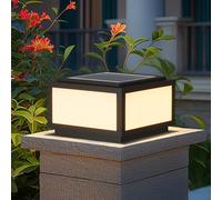 Lampe Solaire Sur Poteau Pour Piliers Extérieurs, Luminaire Moderne Avec Colonne En Verre Étanche, Lanterne De Terrasse Ou De Clôture, Borne Lumineuse Noire Sur Pied, Lampe De Quai À LED Solaire