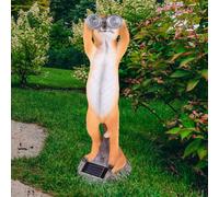 Lampe solaire suricate figure de jardin lumière décorative balcon lumière terrasse, IP44, batterie, marron blanc, 1x LED, HxLxW 39,5x13x12 cm
