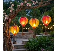 Lampe Solaire Suspendue Bulle de Feu Extérieur LED 4 Pièces Effet Flamme IP44