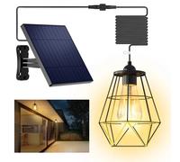 Lampe solaire suspendue Intelamp avec panier en métal noir, batterie 4000 mAh, câble de 5 m, pour jardin, cour, gazebo, grange, poulailler
