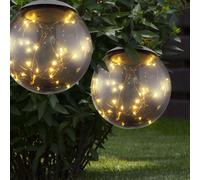 2x LED lampes suspendues solaires fumée jardin extérieur lampes boule pendule guirlandes lumineuses