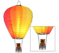Décoration de jardin Lampe solaire LED Ballon à air chaud Effet de flamme Ours Lampe de terrasse Lampe extérieure, métal multicolore, blanc chaud, DxH 27x44 cm