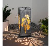 Lampe solaire LED lampe d'extérieur lampe solaire suspendue lampe solaire lanterne, décor fleur design poinçonnages, métal, argent antique, L x l x H 11x11x26,8 cm