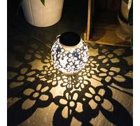 Wind light lampe de table solaire jardin lampe solaire LED suspension IP44 suspension, motif métal antique blanc jaune, 1x LED 3000K, DxH 15x14 cm