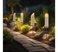 Lampe Solardeko Lampe de Jardin LED Spots à Encastrer Bambou Terrassenleuchte 4x