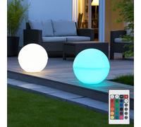 Boule lumineuse d'extérieur lampe à brancher boule lumineuse télécommande décoration de jardin changement de couleur dimmable, câble 5m, 2x LED RGB 8,5W 806Lm blanc chaud, DxH 20x51 cm, lot de 2