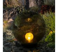 Lampe Solaire Spots à Encastrer D'Extérieur Ambre LED Boule Crackle Verre Fumée