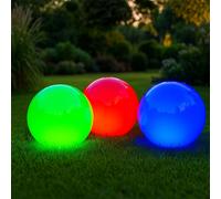 Lampe d'ambiance extérieure Lampe de jardin Lampe boule Décoration de jardin Lampe extérieure Décoration piscine, Résistant aux intempéries Dimmable, rouge bleu vert, G4, D 15cm, 3er Set