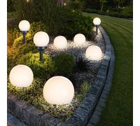 Boule lumineuse solaire 10 cm boule lumineuse solaire jardin LED décoration de jardin boule solaire pour extérieur petit, durée d'éclairage environ 6-8 heures, H 38 cm, lot de 8