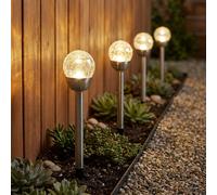 Lampe Sphérique D'Extérieur Solaire Verre Brisé Routes de Jardin LED 4er Set