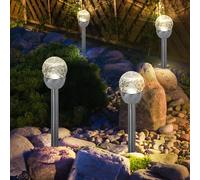 Boule lumineuse, lampe d'extérieur, lampe solaire, lampe de jardin aspect verre brisé, éclairage de chemin, batterie, LED, DxH 6x24,5cm, lot de 4