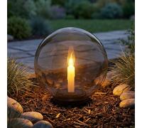 Lampe Sphérique Solaire Extérieure Pointe Fumée LED Bougie Effet Feu Jardin