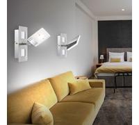 Applique Murale Luminaire Sportif 2er Set Spot Pivotant Satiné Blanc Chaud LED