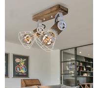 Lampe Spot Applique Plafonnier LED Filament Bois Grille Blanc Pivotant