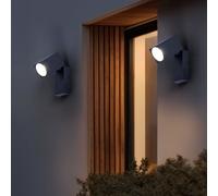 Applique murale, lampe d'extérieur orientable, spot, lampe de balcon, aluminium noir, douille GU10, LxHxP 6,6x10x9,2 cm, lot de 2