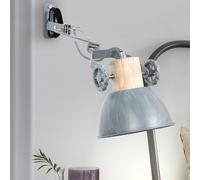 Applique murale applique spot lampe spot lampe de chambre, spot mobile métal chêne bois gris, douille E27, LxlxH 30,5x17x10,5cm