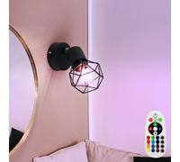 Spot mural télécommande projecteur cage grille lampe dimmable noir réglable dans un ensemble comprenant des ampoules LED RVB