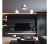 Plafonnier Plafonnier Spot Lampe Spot Lampe de salon, spots mobiles 2 flammes, nickel mat clair, LED 5W 375Lm blanc chaud, LxPxH 35,5x8x18,5cm