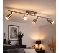 Plafonnier 4 spots spot strip plafonnier orientable nickel mat, acier, 4x douilles GU10, Lxl 78,5x7 cm