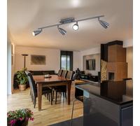 Plafonnier 4 spots spot strip plafonnier orientable nickel mat, acier, 4x douilles GU10, Lxl 78,5x7 cm