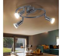 Lampe Spot Plafonnier Lampe de Salon 3 à Flammes Argent Mat GU10