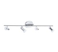 Lampe spot Plafonnier Lampe de salon Salle à manger, 4 flammig Spots mobiles, abat-jour en verre blanc chromé, 4x LED 4,6W 229Lm 3000K, LxB 78x14cm, Eglo 91664