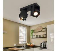 Lampe Spot Plafonnier Luminaire de Salon Aluminium Mobile GU10 2 à Flammes Noir