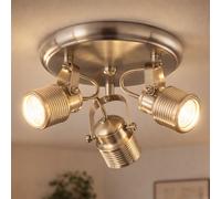 Lampe Spot Plafonnier Place Rondell 3x GU10 Projecteur Mobile Nickel-Mat Rétro