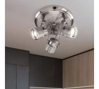 Plafonnier 3 flammes lampe rétro salon plafonnier 3 spots rond, pivotant, métal nickel mat, 3x douilles GU10, DxH 25x15 cm, Action 984203649000