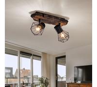 Lampe Spot Plafonnier Plafonnier Rétro Spots Flexibles Aspect Bois E27 L 38,5cm