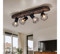 Lampe Spot Plafonnier Spots Souple Optique Bois Grille en Métal H 24cm
