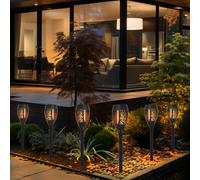 Lampe Spots à Encastrer Lampe Solaire LED Effet Feu Pointe Jardin, Terrasse 6x