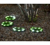 Lampe Strend Pro 6155, plaques d'herbe 4 pièces, 24 cm, cercles solaires en gazon synthétique, 4x 8 LED, AA