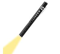 Lampe Stylo Médicale Rechargeable USB-C, Lampe Diagnostique avec Jauge de Pupille, Double Lumière Blanche/Jaune, Acier Inoxydable, pour Examen Pupillaire, ORL, Infirmière, Médecin, EMT