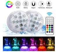 Lampe submersible de LED eTakin® - 16 couleurs RGB - IP68 étanche - 2 pack
