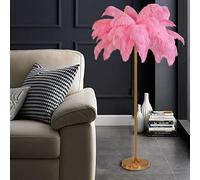 Lampe sur Pied à LED en Plumes d'autruche, Lampe de Sol en Plumes de Palmier, 1,6 m de Haut, 3 Couleurs à intensité Variable, Salon/Chambre avec Interrupteur à Bouton, éclairage décoratif. C'est si g