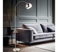 Lampadaire arc lampadaire lampadaire lampe d'appoint lampadaire arc lampe salon, métal blanc chromé nickel mat, 1x douille E27, HxLxP 150x58x24,5 cm