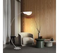Lampe de sol Arc Lampadaire LED dimmable nickel mat opale salon