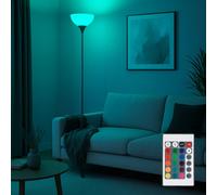 Lampadaire LED à intensité variable avec télécommande Plafonnier opale Lampadaire couleur titane Lampe de salon, changement de couleur RGB. Métal, 1x douille E27, DxH 25x178,5 cm