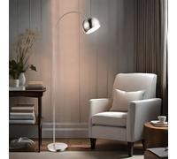 Lampadaire boule arc lampe chrome lampe de salon sur pied, métal nickel mat, abat-jour mobile, 1x LED 11W 1055Lm blanc chaud, HxLxP 150x58x24,5 cm