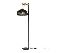 Lampe sur pied bois “SALVIA”, abat-jour corde jute noire, douille E27.