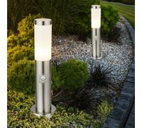 Lampe Sur Pied De Jardin IP44 Avec Capteur De Mouvement Argenté Ensemble De 2