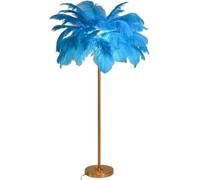 Lampe sur Pied De Palmier, Lampadaires élégants en Plumes D’Autruche Naturelles, Lampe De Chevet De Chambre De Princesse Romantique, Blue
