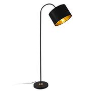 Lampe sur Pied Design Lampadaire Moderne Stylé Abat-Jour Inclinable Métal Textile E27 Hauteur 173 cm Noir