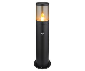 Lampe sur pied d'extérieur lampadaire détecteur de mouvement lumière d'extérieur en acier inoxydable, détecteur de mouvement, couleur fumée noire, 1x douille E27, DxHxL 14x50x10,2cm