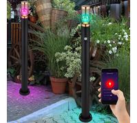 Lampadaire dimmable LED lampadaire extérieur avec détecteur de mouvement jardin en acier inoxydable fumé cuivre noir, contrôle par application, Smart RGB LED 10W 806lm, DxH 7,6x110 cm, lot de 2