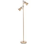 Lampe sur Pied Industrielle en Métal 2 Lumières avec Abat-Jour Ajustable Beige M