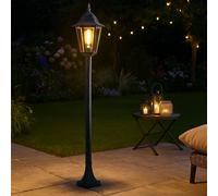 LED Lampadaire extérieur vert noir Lanterne rétro Lampe d'extérieur sur pied, aluminium moulé sous pression, 7W 806Lm blanc chaud, H 120 cm