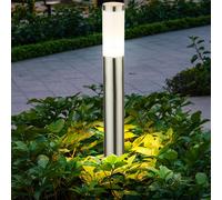 Lampe d'extérieur Lampadaire Lampes d'extérieur de jardin noir brun argent IP44, acier inoxydable plastique, 1x LED blanc chaud, DxH 7,6x110cm Silber